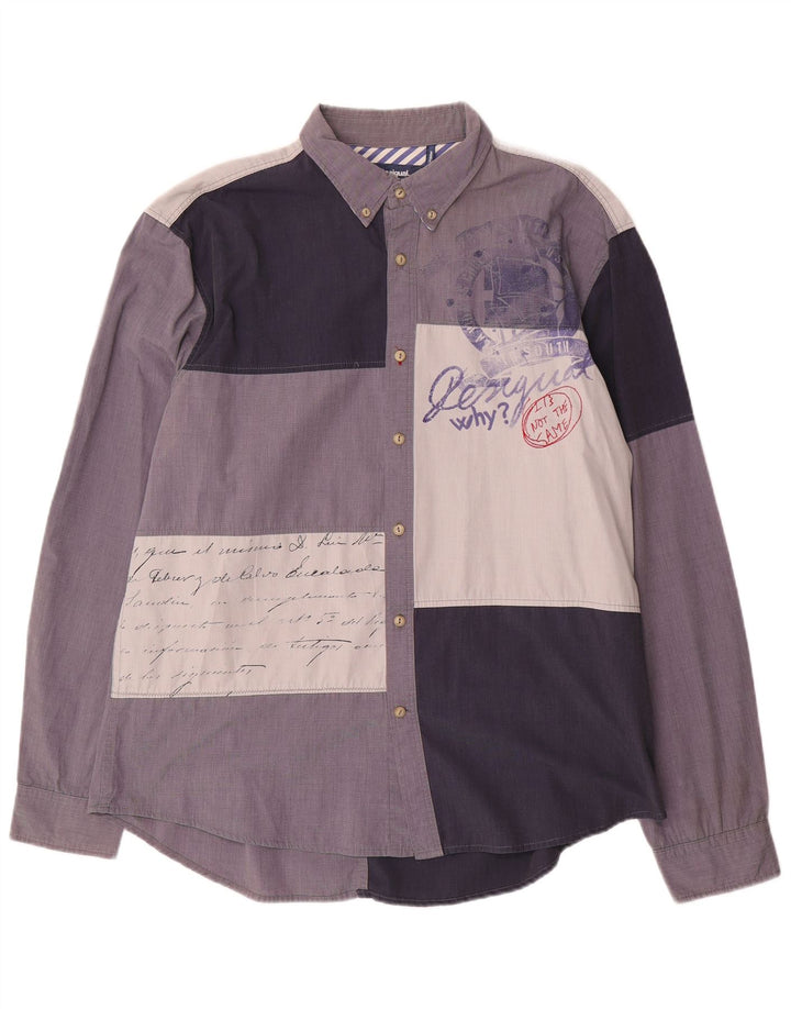 Camisa Desigual Hombre Regular Fit 2XL Algodón Patchwork Multicolor