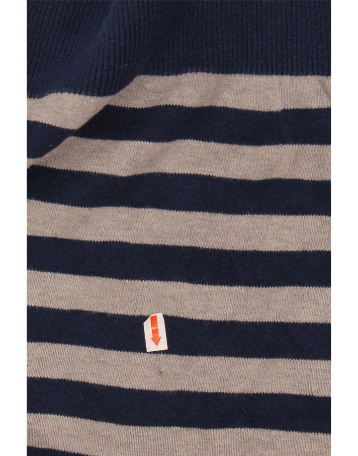 ADIDAS Jersey con cuello en V para hombre pequeño algodón a rayas azul marino