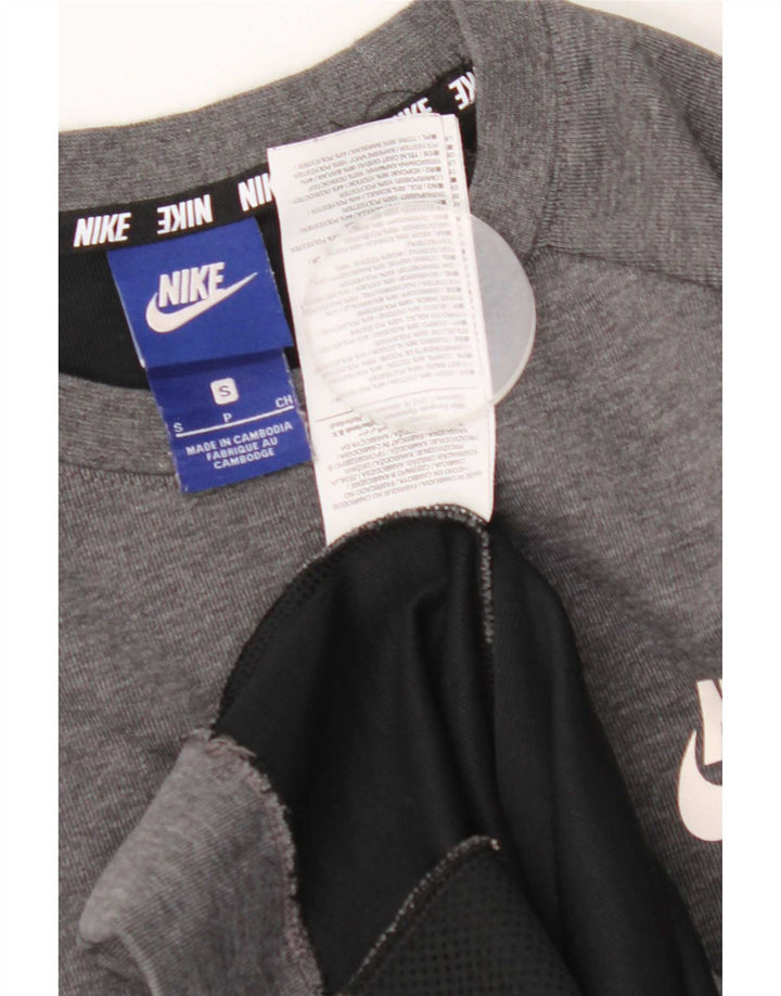 Nike Sudadera con gráfico y diseño tipo jersey de algodón color block en gris pequeño para hombre