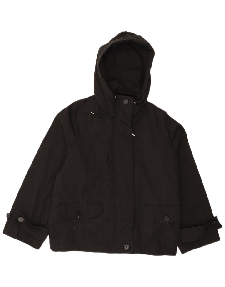 Zara Chaqueta cortavientos extragrande con capucha para mujer UK 44 Mediana Algodón negro