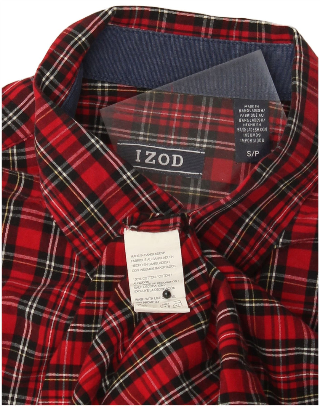 IZOD Camisa Hombre Pequeño Cuadros Rojos Algodón