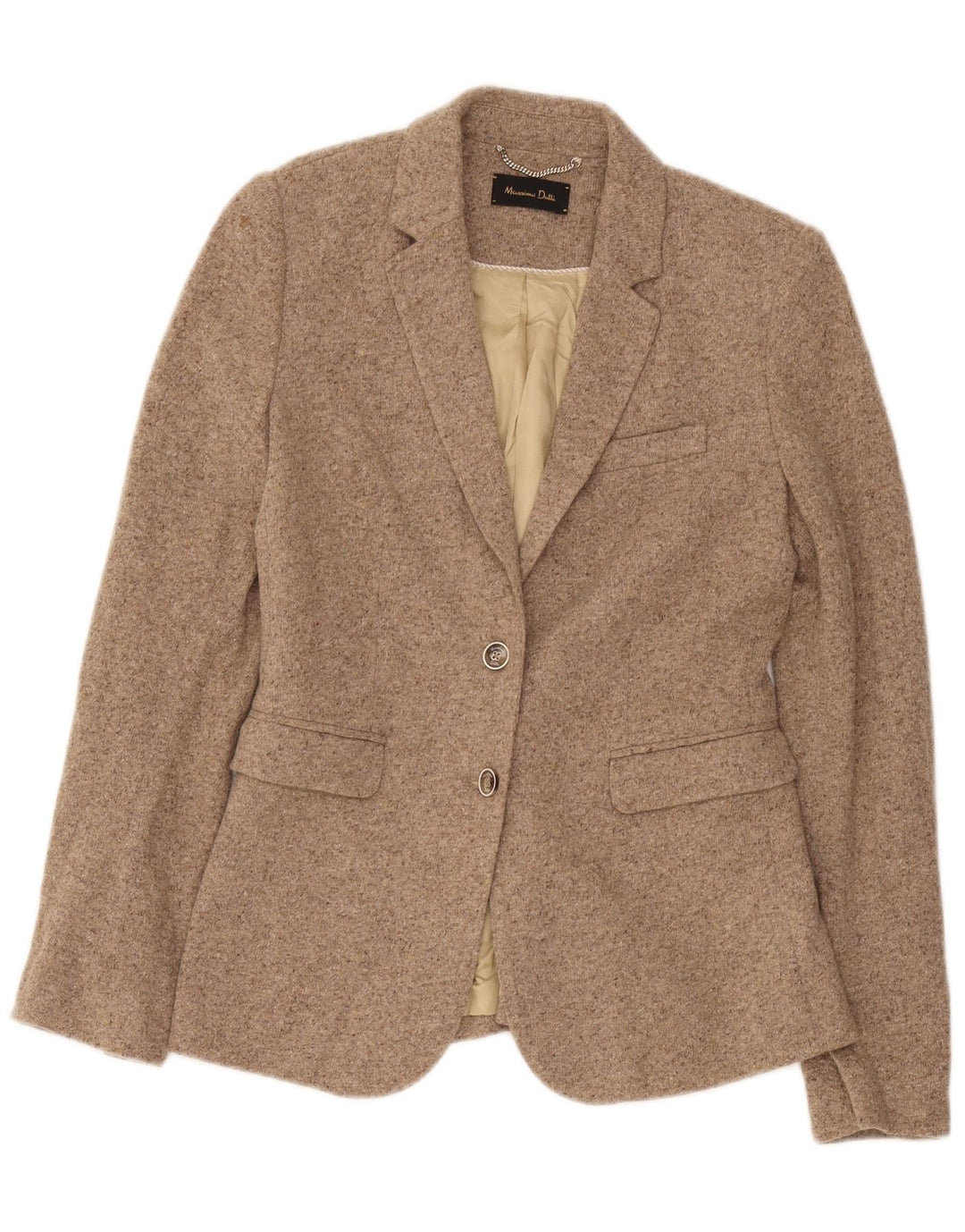 Massimo Dutti Chaqueta Blazer De 2 Botones Mujer EU 38 Small Beige Lana Moteada