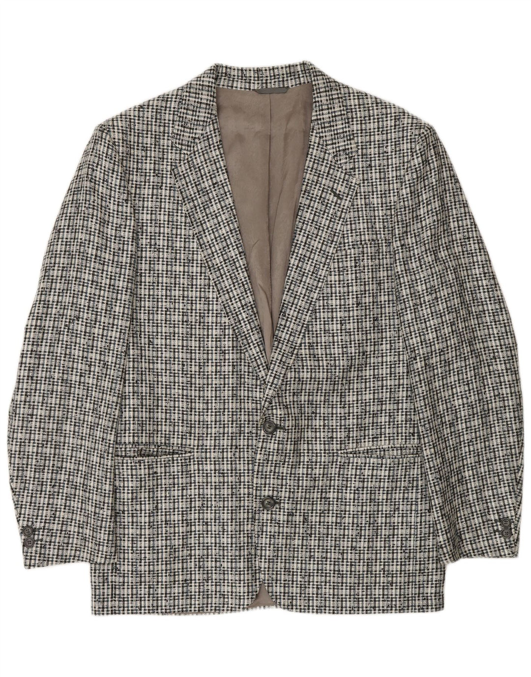 VINTAGE Chaqueta Blazer de 2 Botones para Hombre IT 50 Poliéster a cuadros gris grande