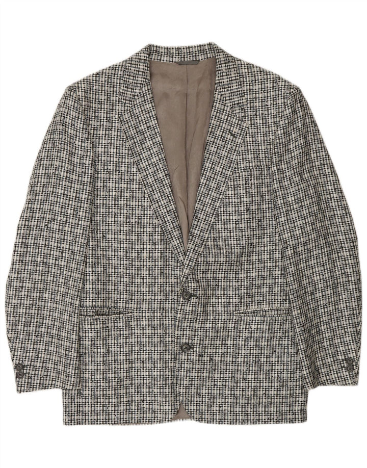 VINTAGE Chaqueta Blazer de 2 Botones para Hombre IT 50 Poliéster a cuadros gris grande