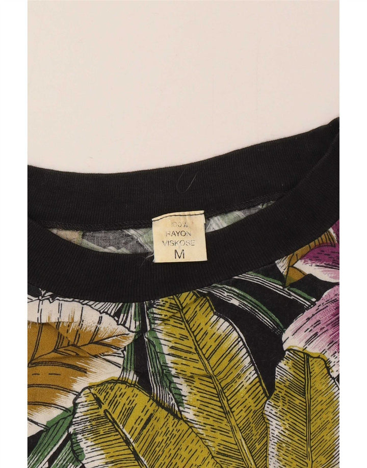 Vintage camiseta para hombre Top medio multicolor floral rayón