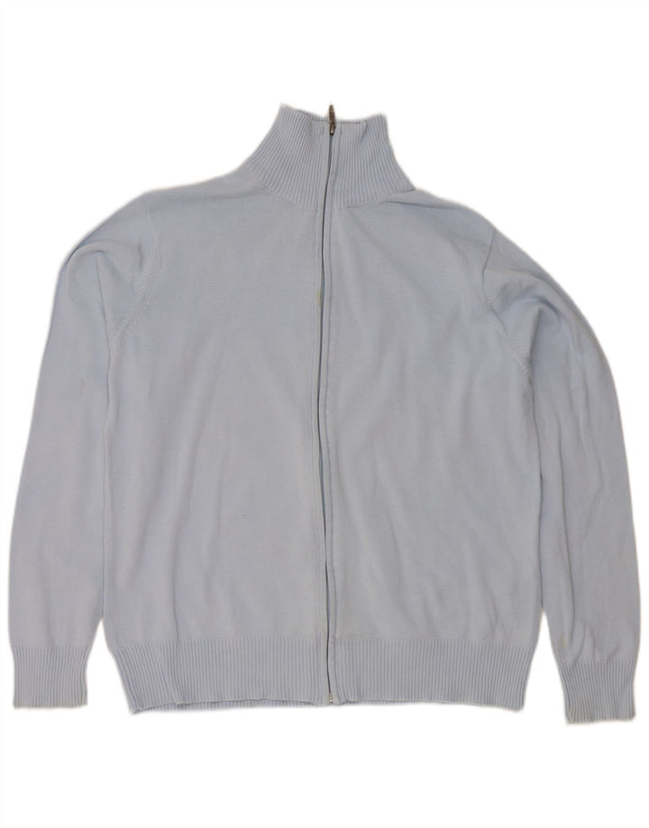 Zara Hombre Cárdigan Sueter Grande Algodón Azul