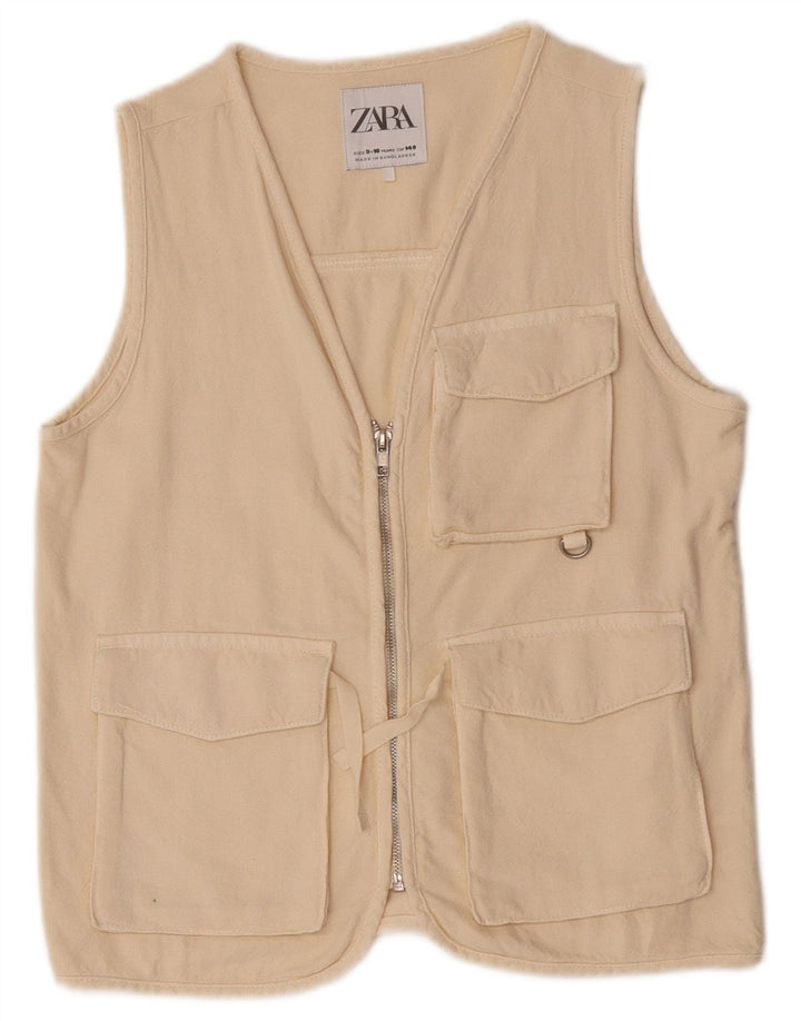 Zara Chaleco utilitario para niño 9-10 años Algodón beige