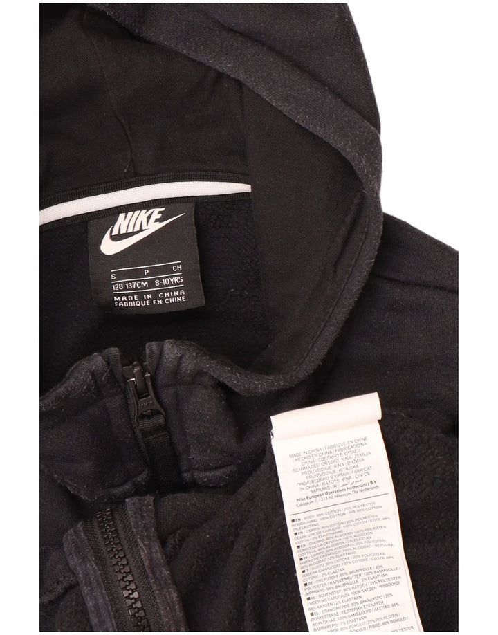 NIKE Sudadera con capucha y cremallera Air Graphic para niños de 8 a 9 años, talla pequeña, color negro