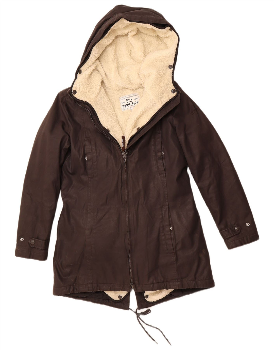 WOOLRICH Parka con capucha para mujer UK 44 Poliéster marrón medio
