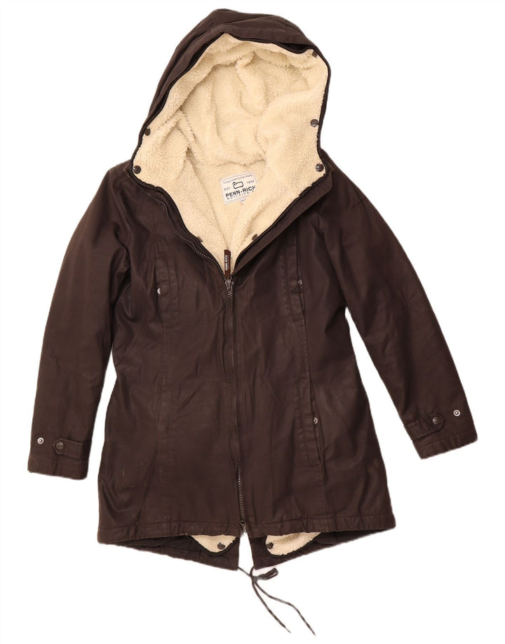 WOOLRICH Parka con capucha para mujer UK 44 Poliéster marrón medio