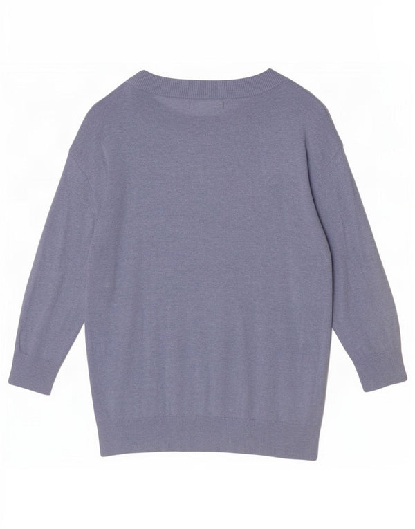 Marks & Spencer Suéter tipo jersey con cuello barco y manga 3/4 para mujer UK 40 Small Blue