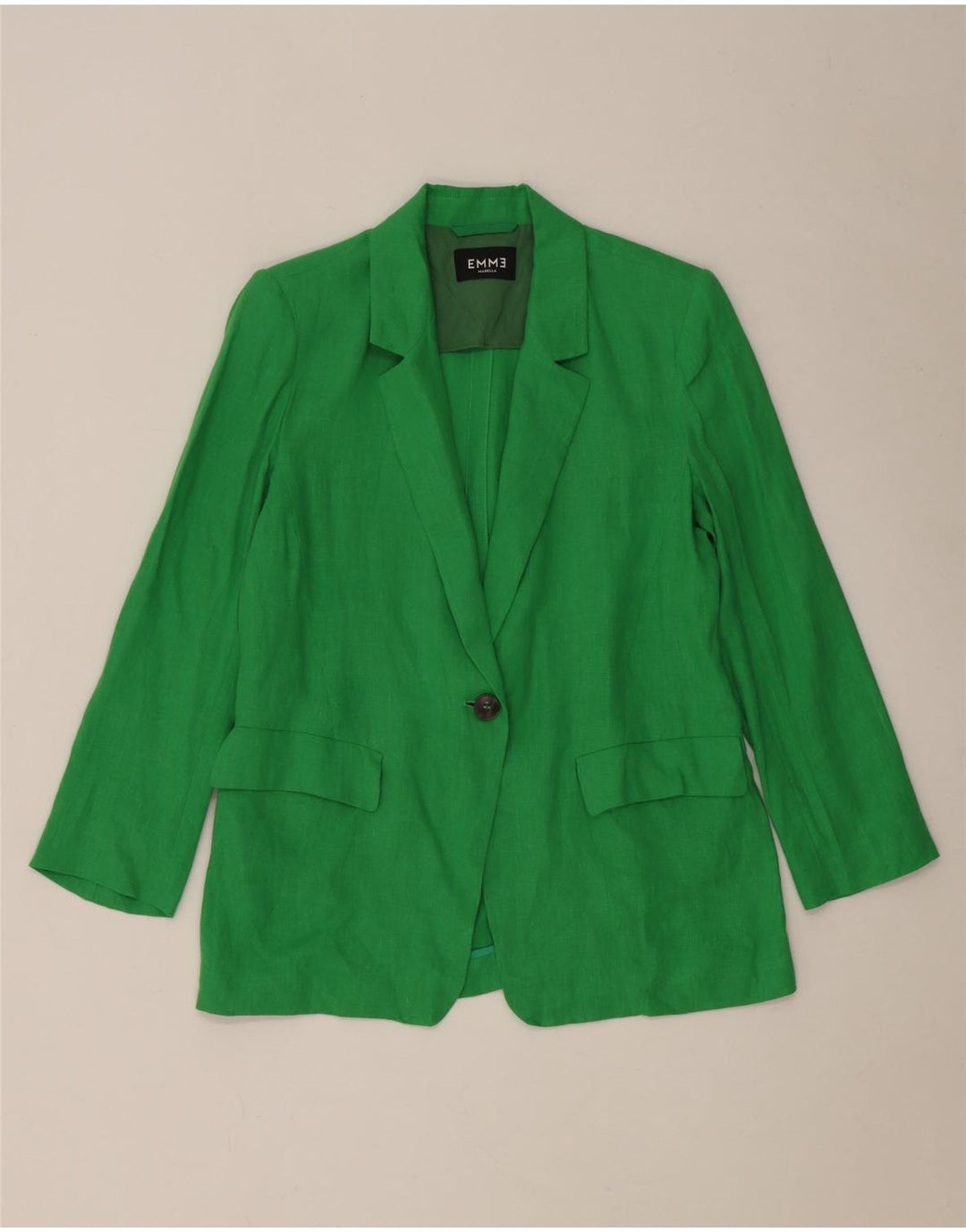 Marella Chaqueta tipo blazer EMME de 1 botón para mujer UK 8 Small Green Linen