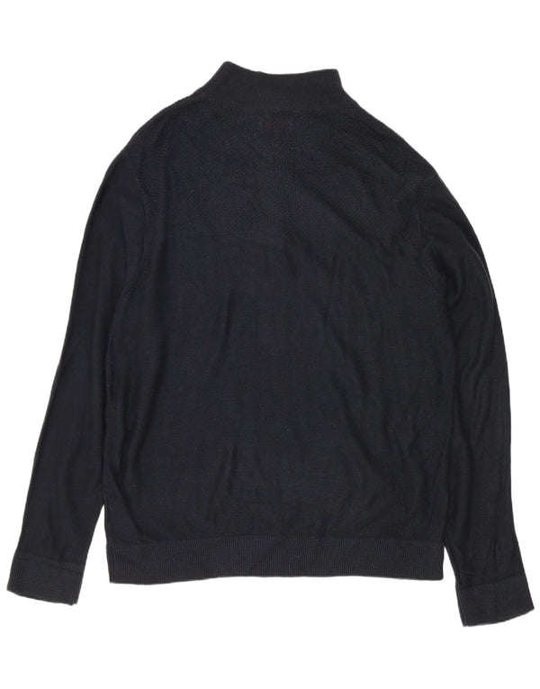 Pierre Cardin - Jersey para hombre con cuello y cremallera, talla XL, acrílico negro