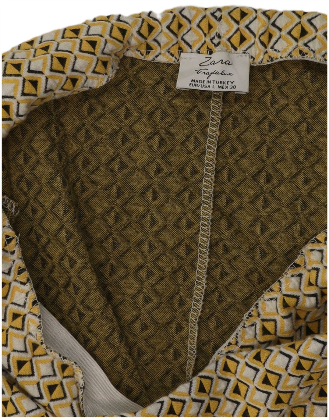 Zara Mujer Falda Lápiz Grande W30 Amarillo Geométrico