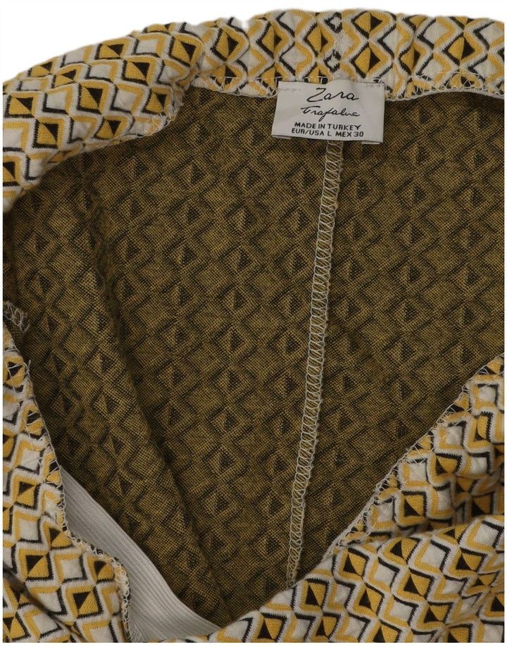 Zara Mujer Falda Lápiz Grande W30 Amarillo Geométrico
