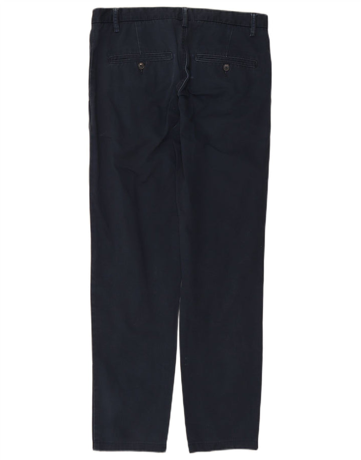 BENETTON Pantalón chino recto para hombre IT 46 Small W29 L30 Azul marino Algodón