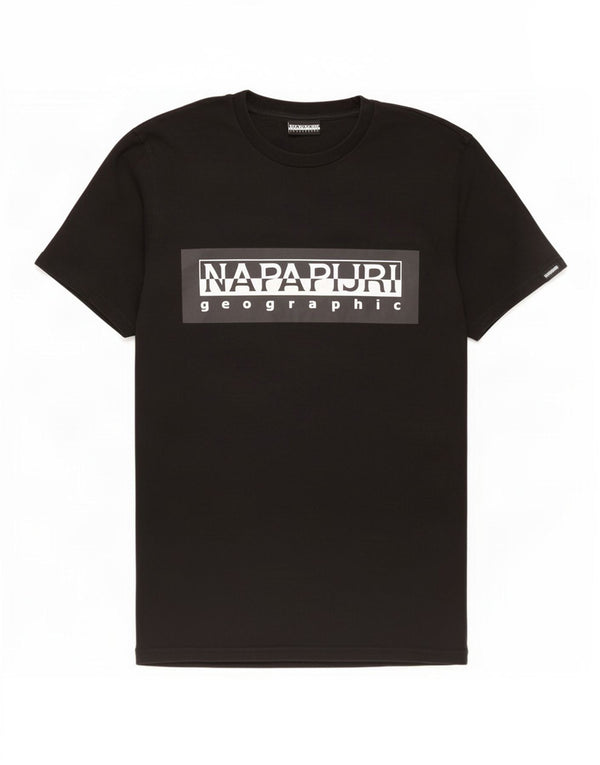 Napapijri Camiseta con gráfico geográfico para hombre Top XS Algodón negro