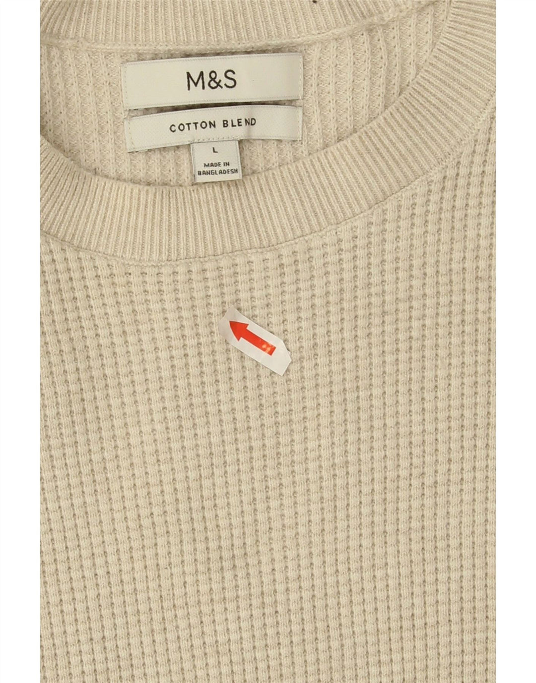 Marks & Spencer - Jersey de cuello redondo para hombre, talla grande, poliéster beige