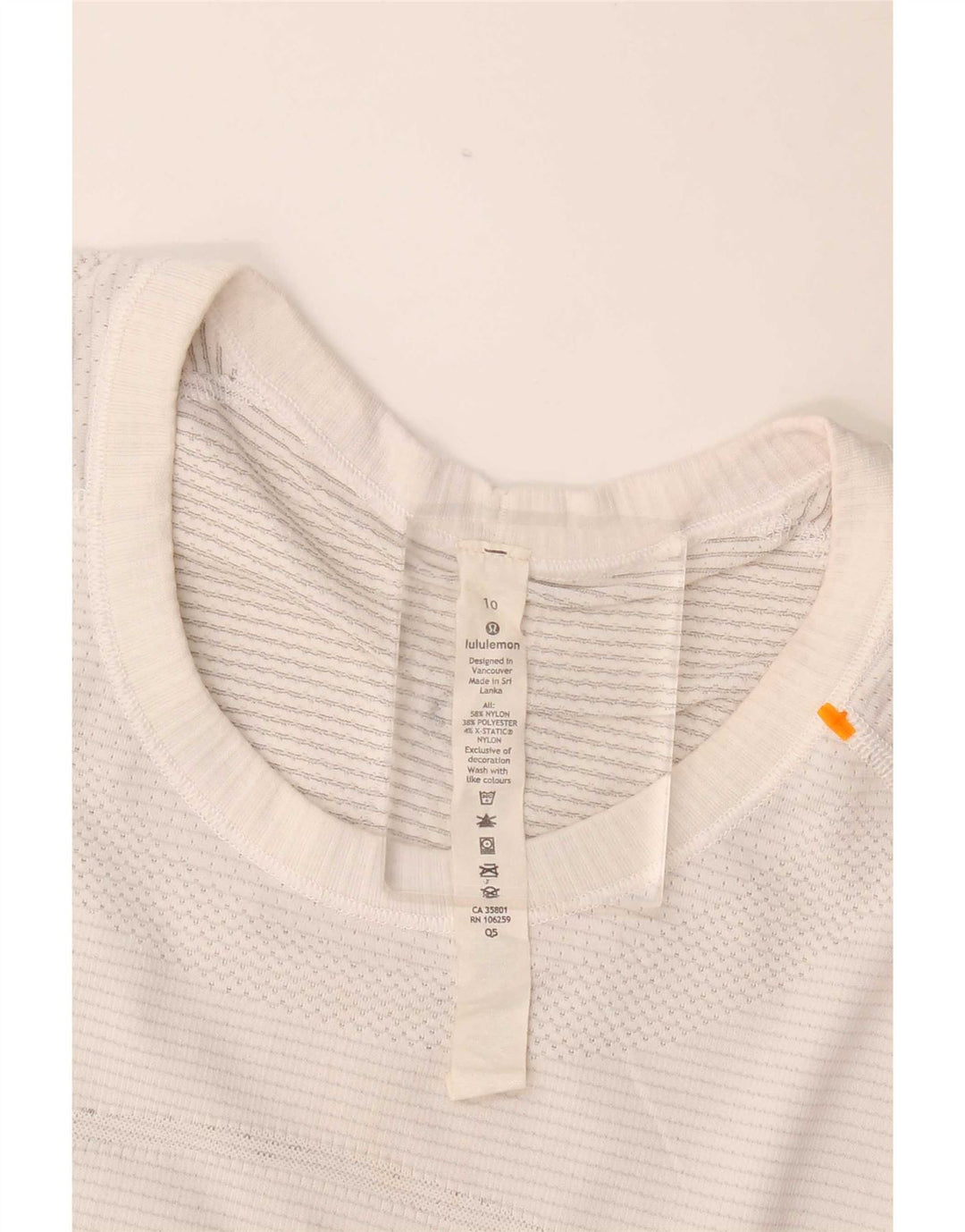 Lululemon Camiseta para mujer Top US 10 Large White Nylon