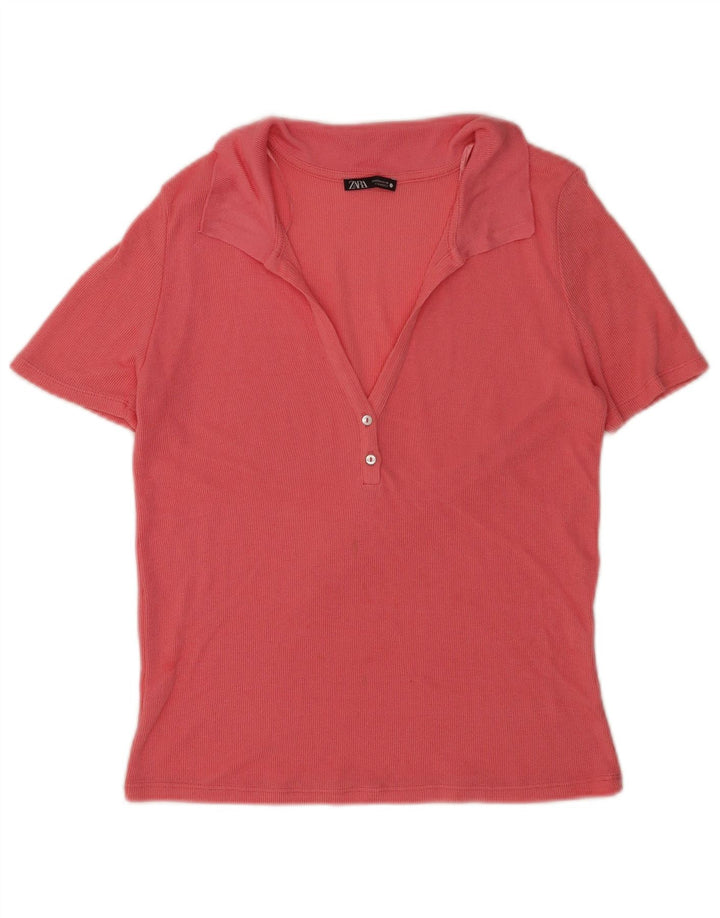 Zara Polo Mujer UK 44 Rosa Mediano