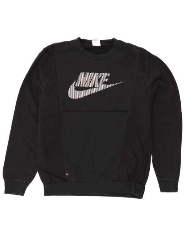 Nike Sudadera con gráfico y diseño tipo jersey de algodón color block en negro pequeño para hombre