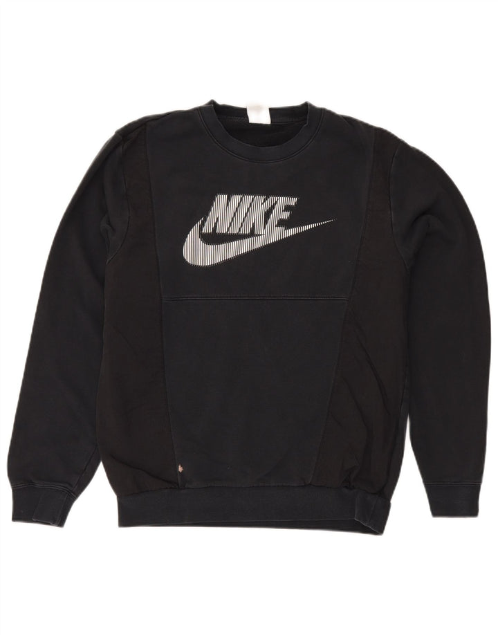 Nike Sudadera con gráfico y diseño tipo jersey de algodón color block en negro pequeño para hombre