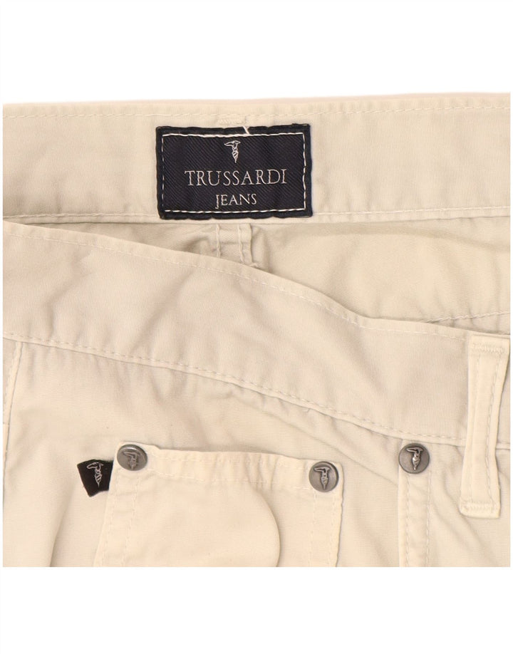 TRUSSARDI Pantalones rectos informales para hombre W35 L30 Algodón blanco