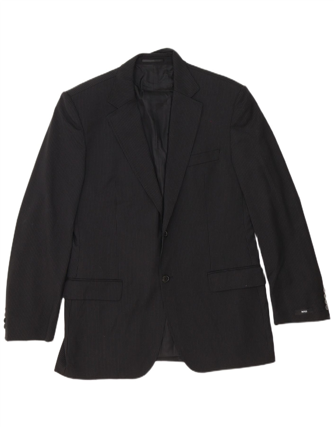 Hugo Boss Chaqueta tipo blazer de 2 botones para hombre EU 54 2XL Lana virgen a rayas negras