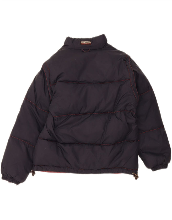 NAPAPIJRI Boys Reversible Padded Jacket 7-8 Years Navy Blue Colourblock Vintage Napapijri and Second-Hand Napapijri from Messina Hembry 