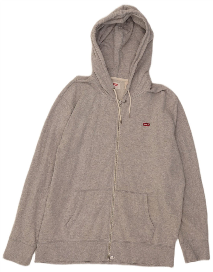 Levi's Suéter con capucha y cremallera para hombre de algodón moteado gris grande
