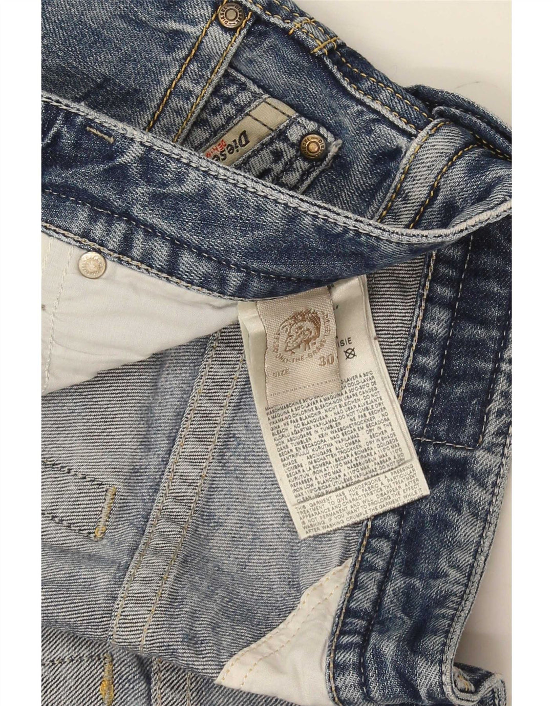 Diesel Hombre Vaqueros Slim Desgastados W30 L33 Algodón Azul