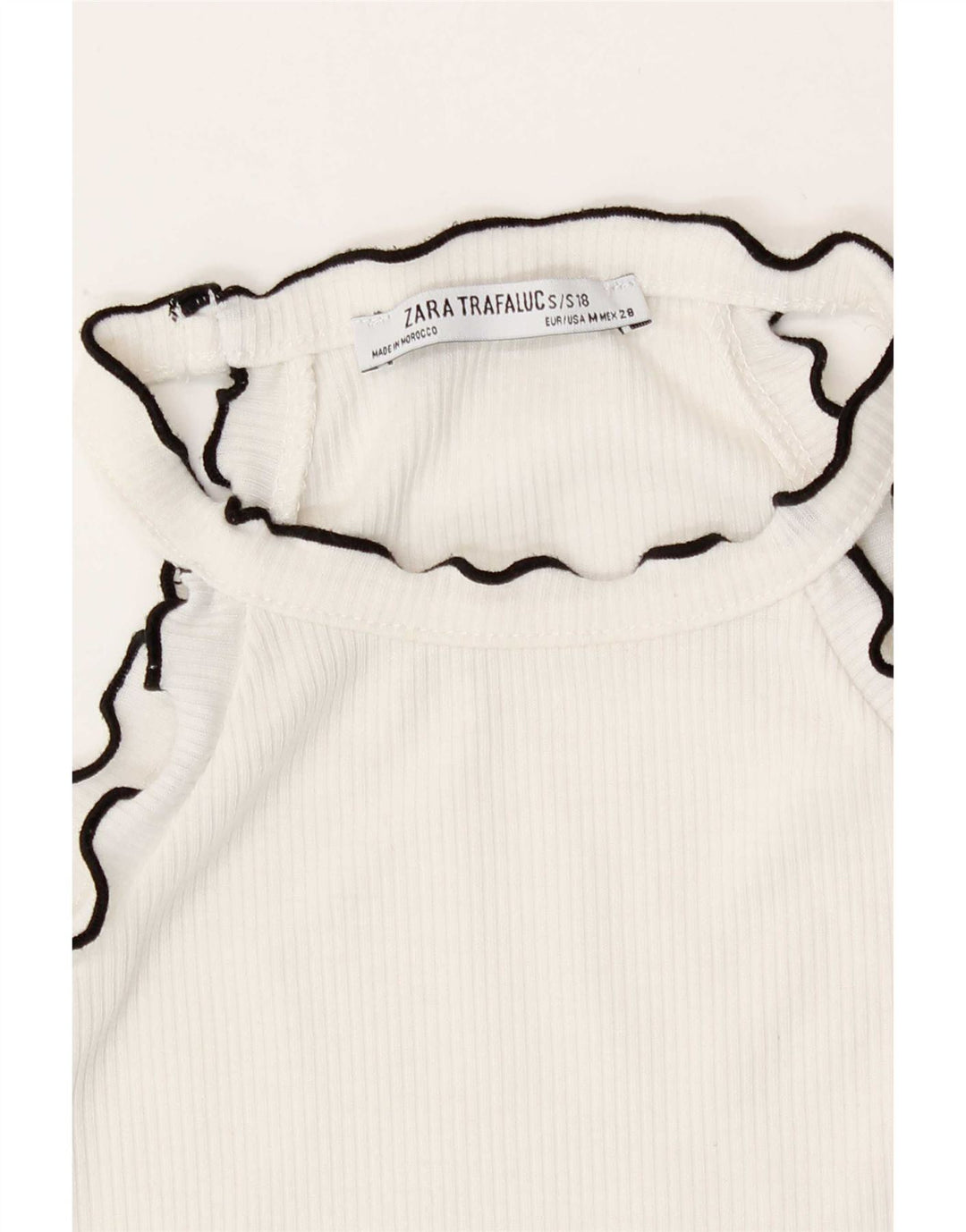 Zara Mujer Crop Halter Top UK 12 Medio Algodón Blanco