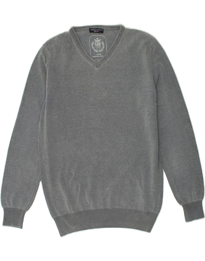 NORTH POLE Womens V-Neck Jumper Sweater XL Grey Vintage North Pole and Second-Hand North Pole from Messina Hembry 