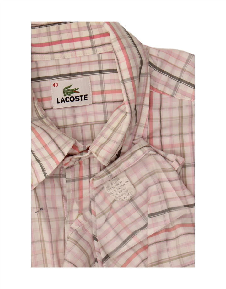 LACOSTE Mens Short Sleeve Shirt Size 40 Medium Pink Check Cotton Vintage Lacoste and Second-Hand Lacoste from Messina Hembry 