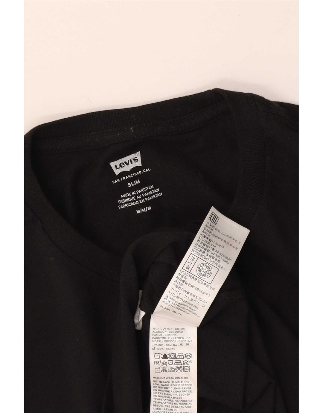 Levi's Camiseta ajustada para hombre Top mediano de algodón negro