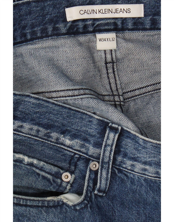 Calvin Klein Jeans ajustados desgastados para hombre W34 L32 Azul