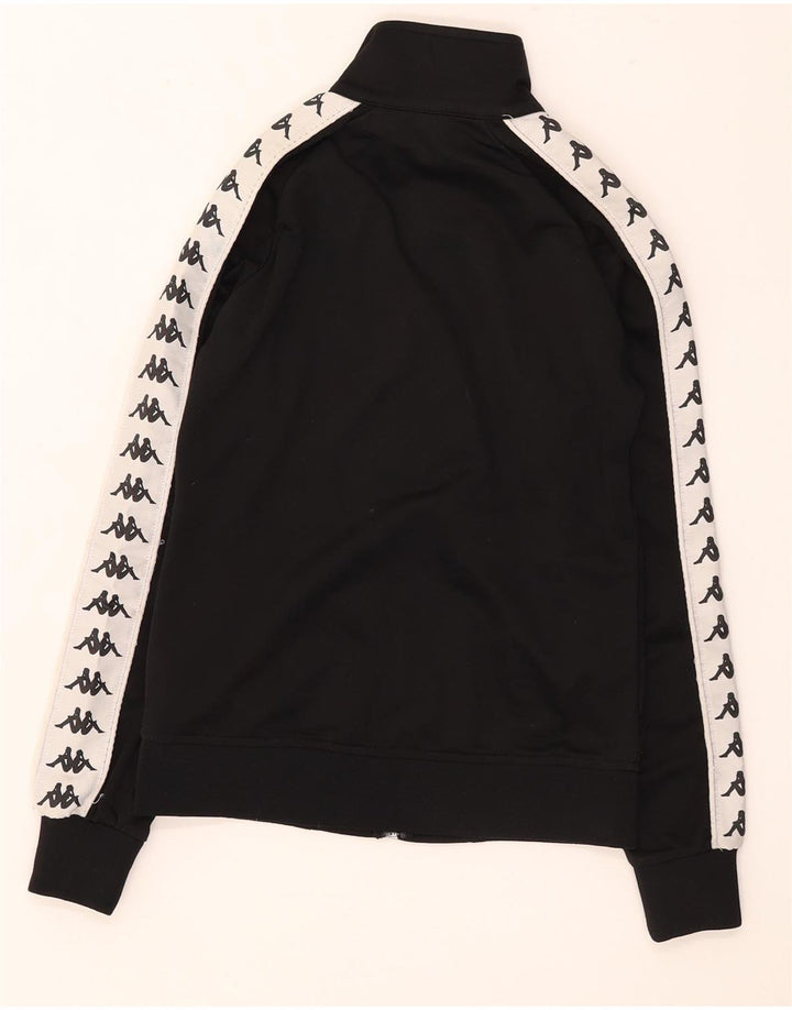 Kappa Mujer Gráfico Chándal Top Chaqueta UK 10 Small Negro Colorblock