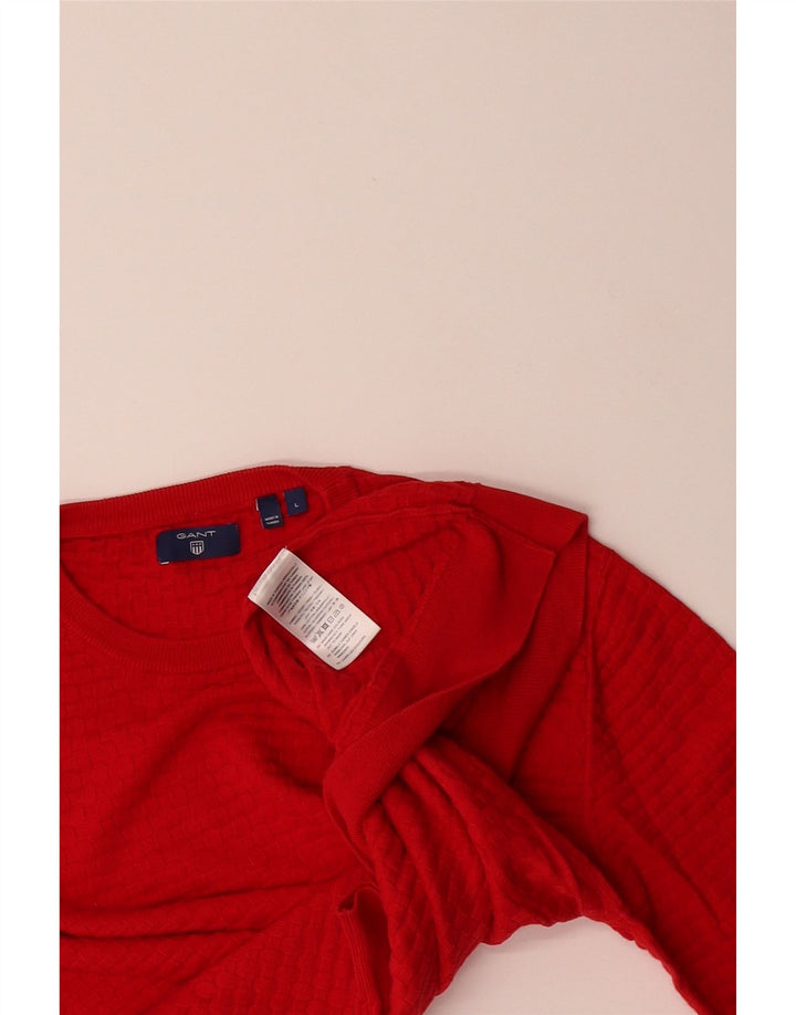 GANT Mens Crew Neck Jumper Sweater Large Red Cotton