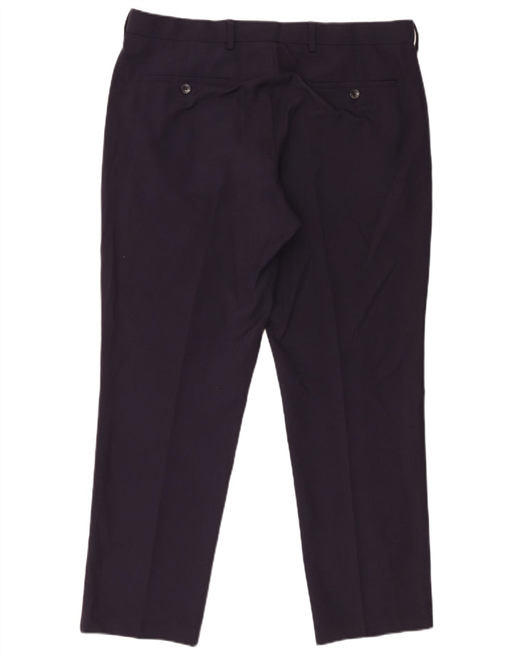 Marks & Spencer Pantalón chino de corte regular para hombre W36 L29 Poliéster azul marino