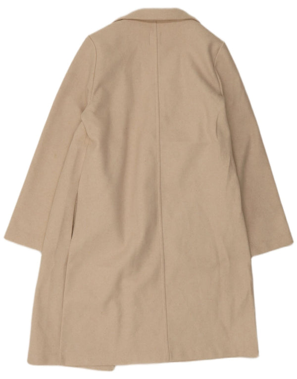Zara Mujer Abrigo Abierto UK 46 Grande Poliéster Beige
