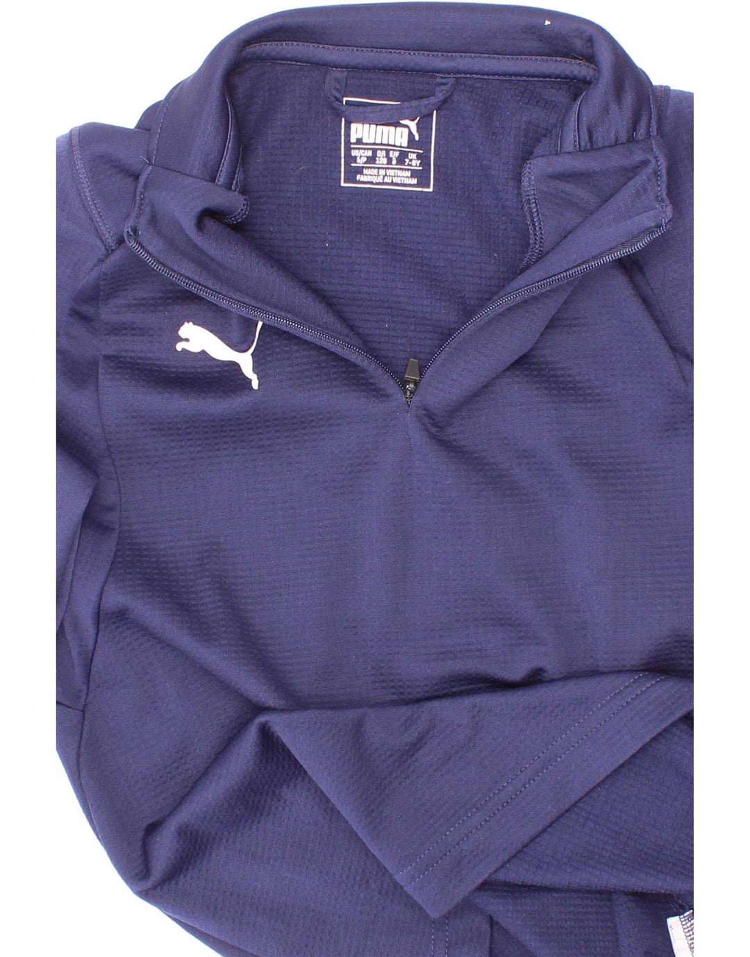 Puma - Chándal con cremallera y cuello para niño, 7-8 años, azul marino