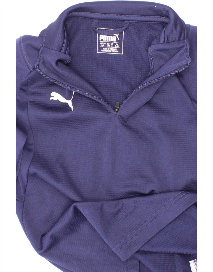 Puma - Chándal con cremallera y cuello para niño, 7-8 años, azul marino