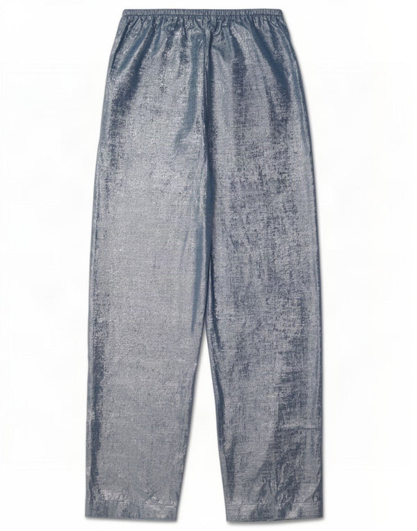 Zara Mujer Pantalón Holgado De Talle Alto XS W24 L31 Poliéster Azul