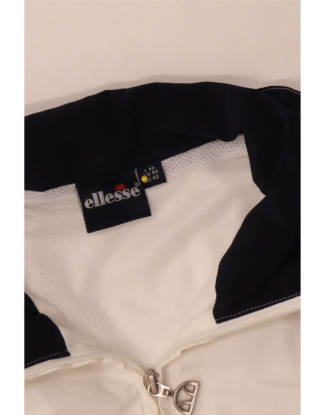 Ellesse Mens Chándal Top Chaqueta UK 40 Medio Blanco Colorblock Poliéster