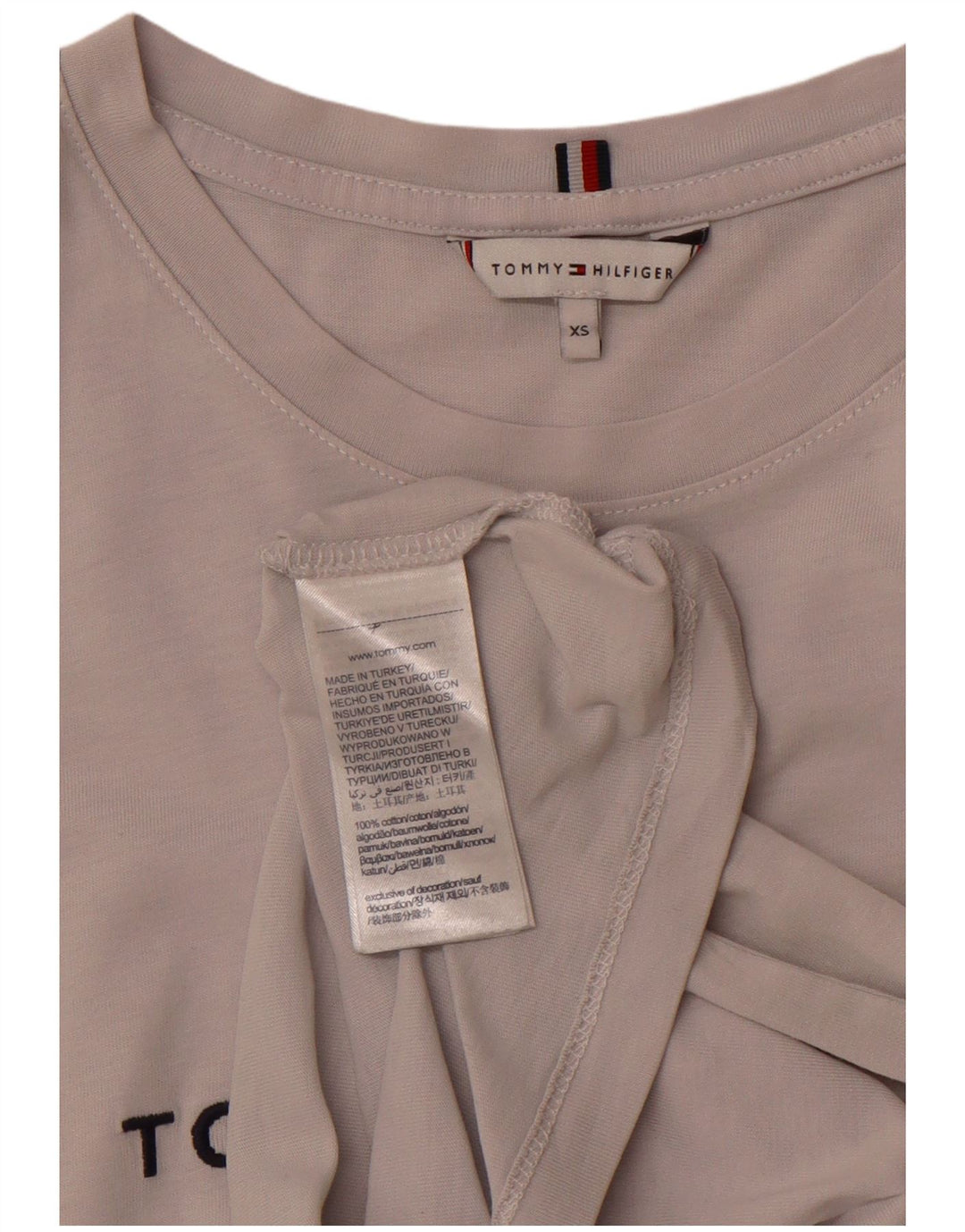 TOMMY HILFIGER Camiseta gráfica para mujer Top UK 6 XS Algodón gris