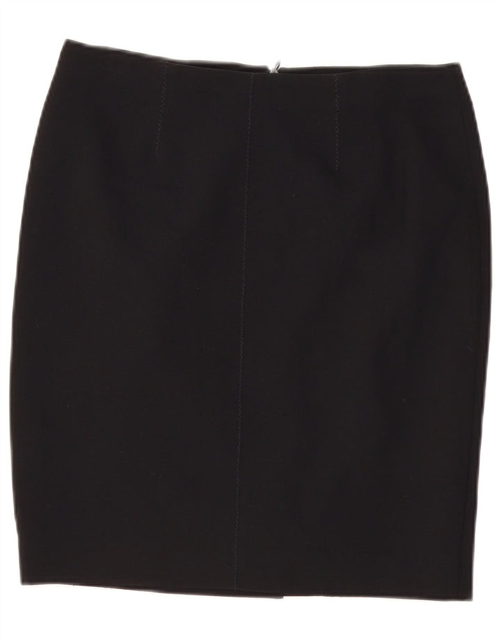 VINTAGE Falda lápiz para mujer Reino Unido 10 Pequeño W29 Poliéster negro