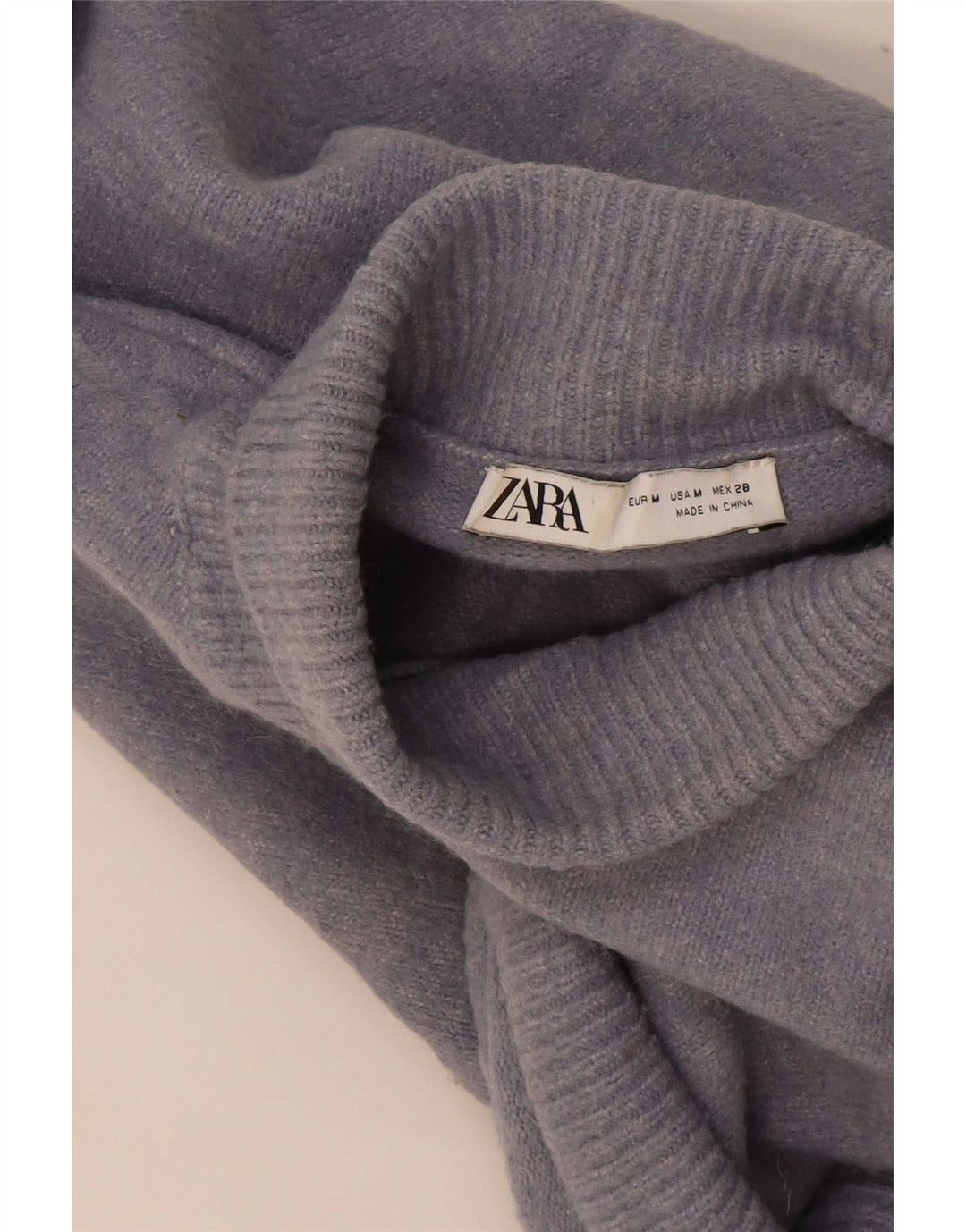 Zara Mujeres Crop Oversize Roll Neck Jumper Sweater UK 44 Azul Medio