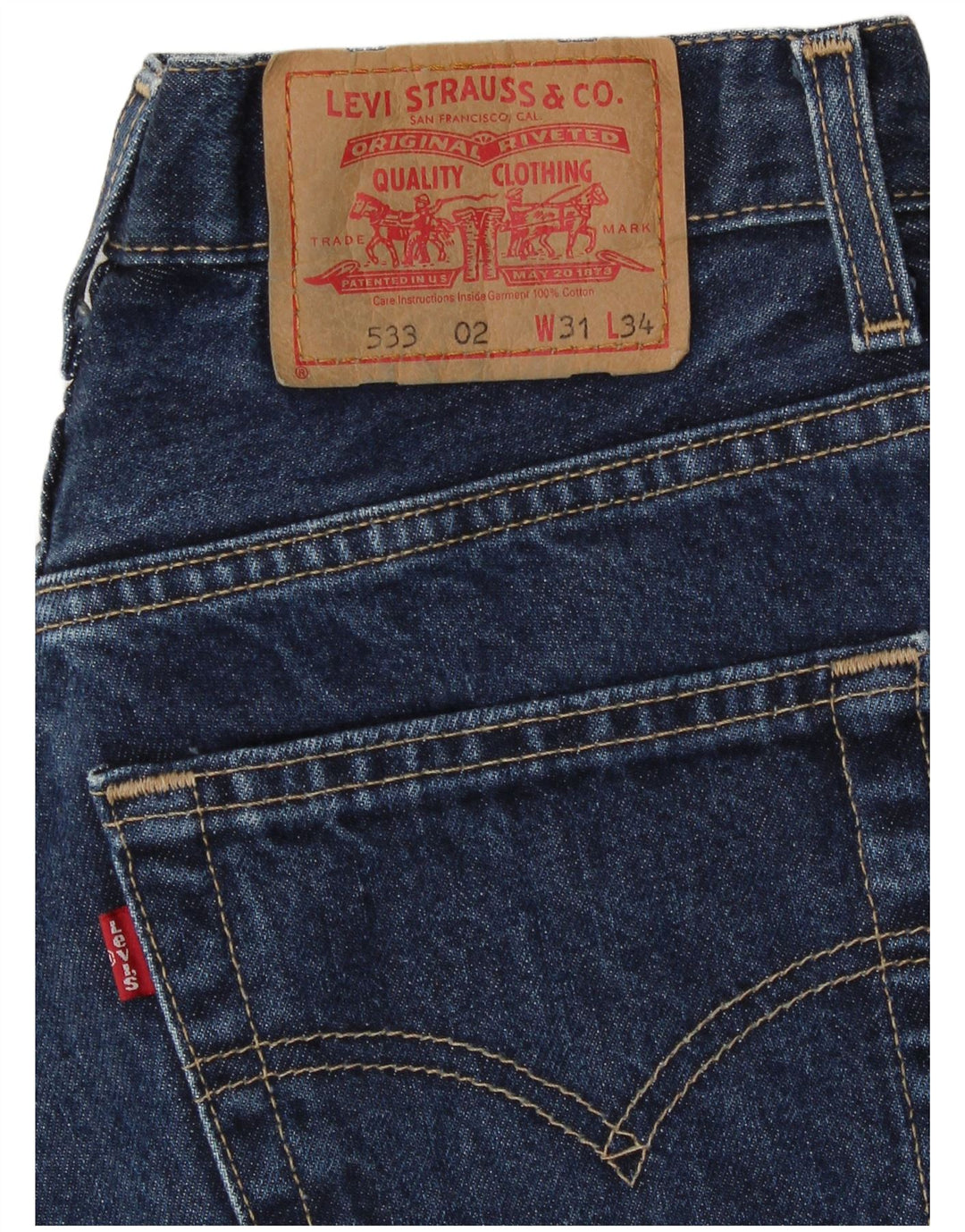 Levi's Hombre 533 Tapered Jeans W31 L34 Algodón Azul Marino