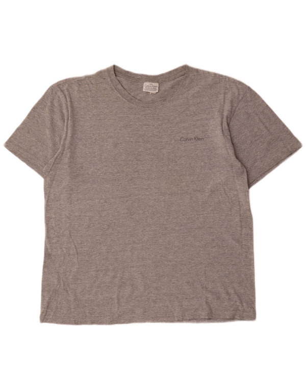 Calvin Klein Camiseta holgada para hombre Top pequeño de algodón moteado gris