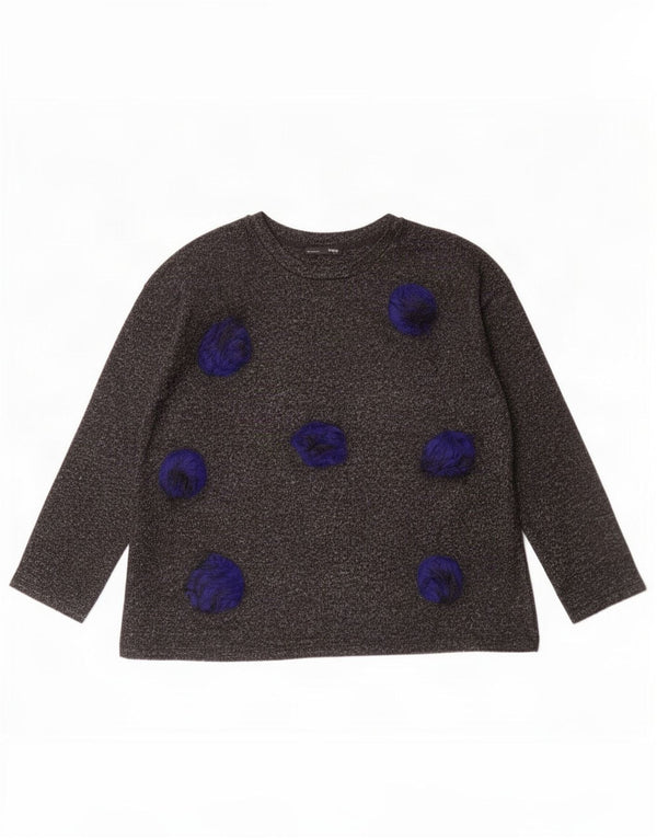 Zara Mujer Top Manga Larga UK 46 Grande Gris Moteado